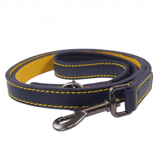 Joules For Dapper Dogs Navy Leather Dog Lead With Padded Handle